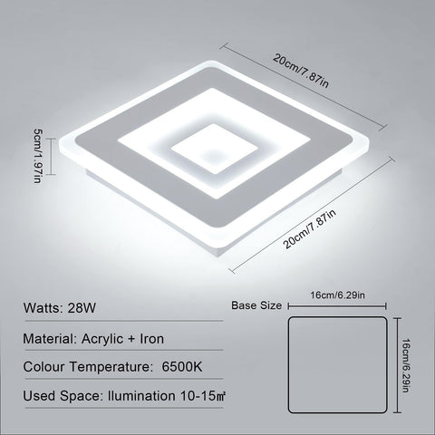 Ultracienka lampa sufitowa LED, biała, 28W, 6500K, chłodne białe światło, akryl, 20*5 CM