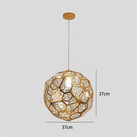 Złota lampa sufitowa ze stali nierdzewnej, nowoczesna i minimalistyczna o wielościennej strukturze do jadalni, salonu, sypialni lub baru - 37 cm.