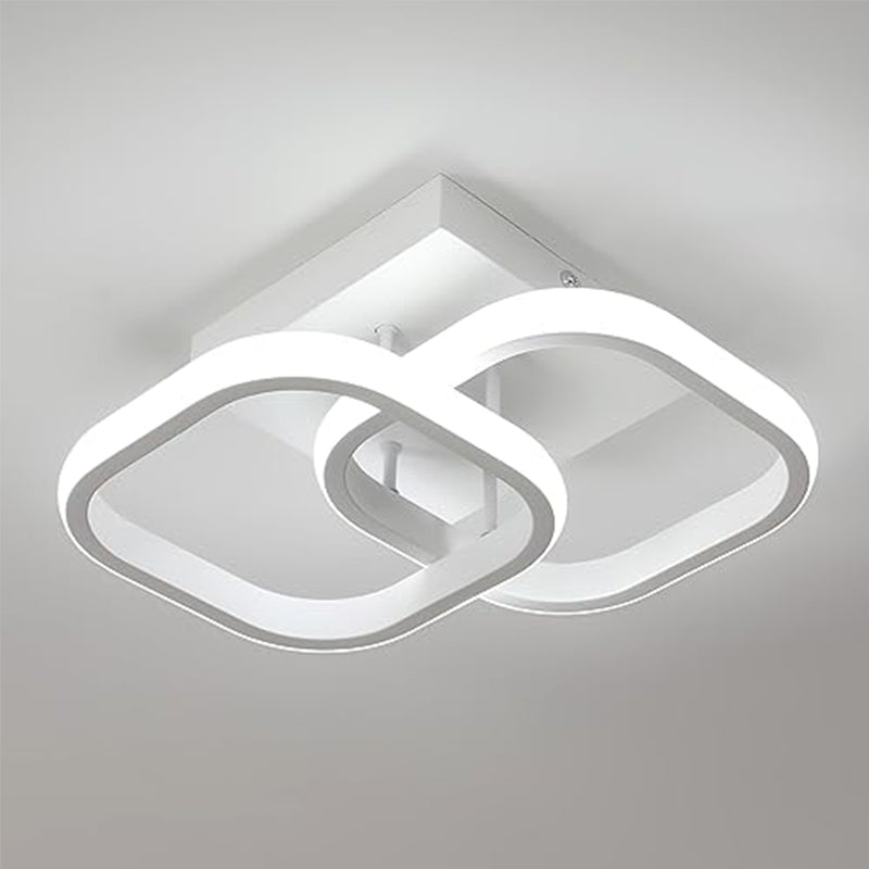 Lámpara de Techo LED de Aluminio Moderna, Creativa, Dos Cuadrados Cruzados, Blanca, 30 cm, luz Blanca de 30 W, para Sala de Estar y Dormitorio