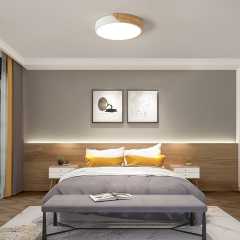 Lampa sufitowa LED z drewna okrągłego 30W, nowoczesna lampa sufitowa Ø30*5CM do lamp sufitowych 4500K