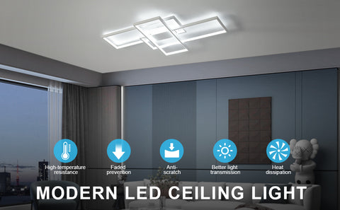 Lampa sufitowa LED 54W nowoczesny design chłodna biel 6000K prostokątna lampa sufitowa do salonu sypialnia jadalnia biuro biała