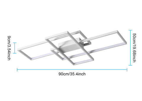Lampa sufitowa LED 54W nowoczesny design chłodna biel 6000K prostokątna lampa sufitowa do salonu sypialnia jadalnia biuro biała