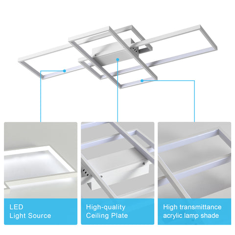 Lampa sufitowa LED 54W nowoczesny design chłodna biel 6000K prostokątna lampa sufitowa do salonu sypialnia jadalnia biuro biała