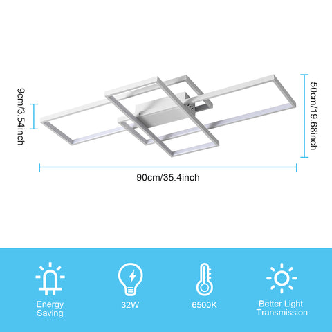 Lampa sufitowa LED 54W nowoczesny design chłodna biel 6000K prostokątna lampa sufitowa do salonu sypialnia jadalnia biuro biała