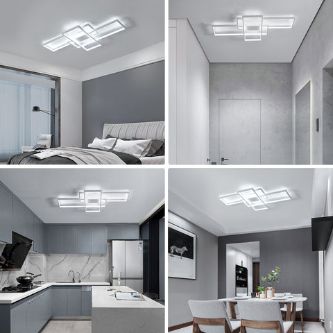 Lampa sufitowa LED 54W nowoczesny design chłodna biel 6000K prostokątna lampa sufitowa do salonu sypialnia jadalnia biuro biała