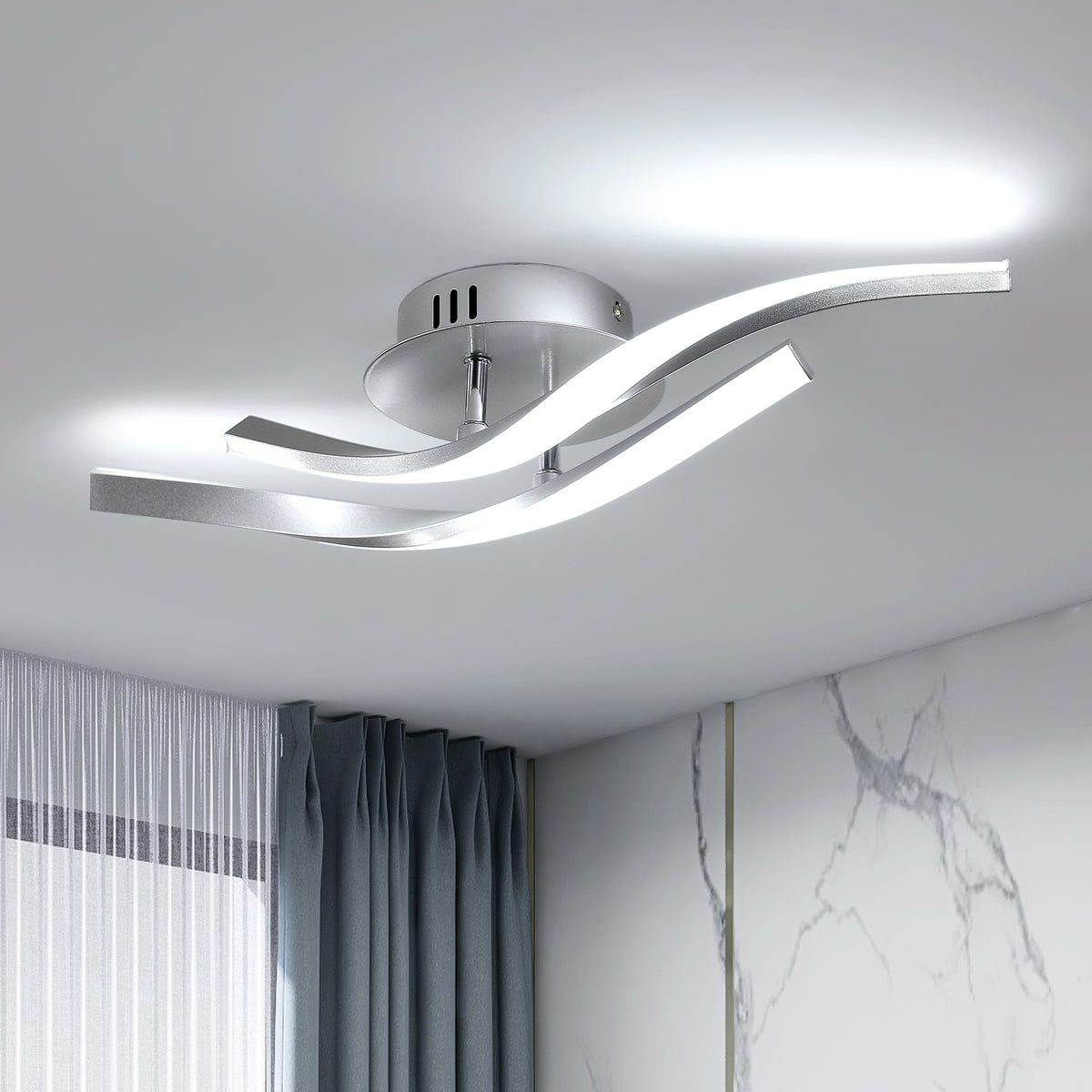 Aplique LED de aluminio, luz blanca 6500K, 521410 cm, 220V, plateado