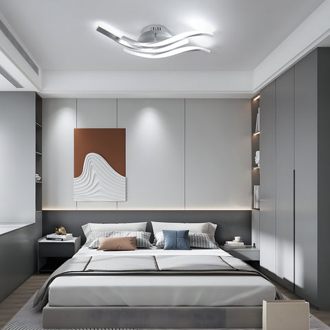 Nowoczesna lampa sufitowa LED z falami 52 cm - 3 lampy w kolorze srebrnego aluminium, 24 W, światło białe 6500 K, 220 V, CRI 80+, wszechstronna instalacja