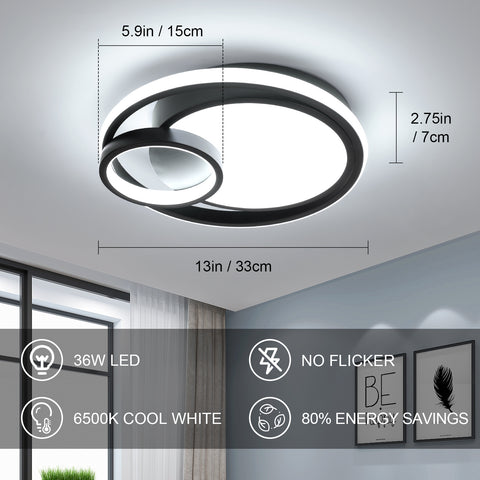 Nowoczesna lampa sufitowa LED o mocy 36 W, oszczędzająca 80% energii, pozbawiona migotania, elegancka konstrukcja z przezroczystym akrylowym abażurem, idealna do salonu i łazienki