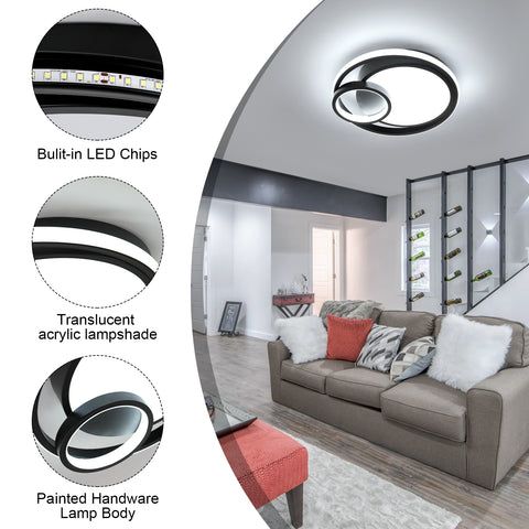 Nowoczesna lampa sufitowa LED o mocy 36 W, oszczędzająca 80% energii, pozbawiona migotania, elegancka konstrukcja z przezroczystym akrylowym abażurem, idealna do salonu i łazienki