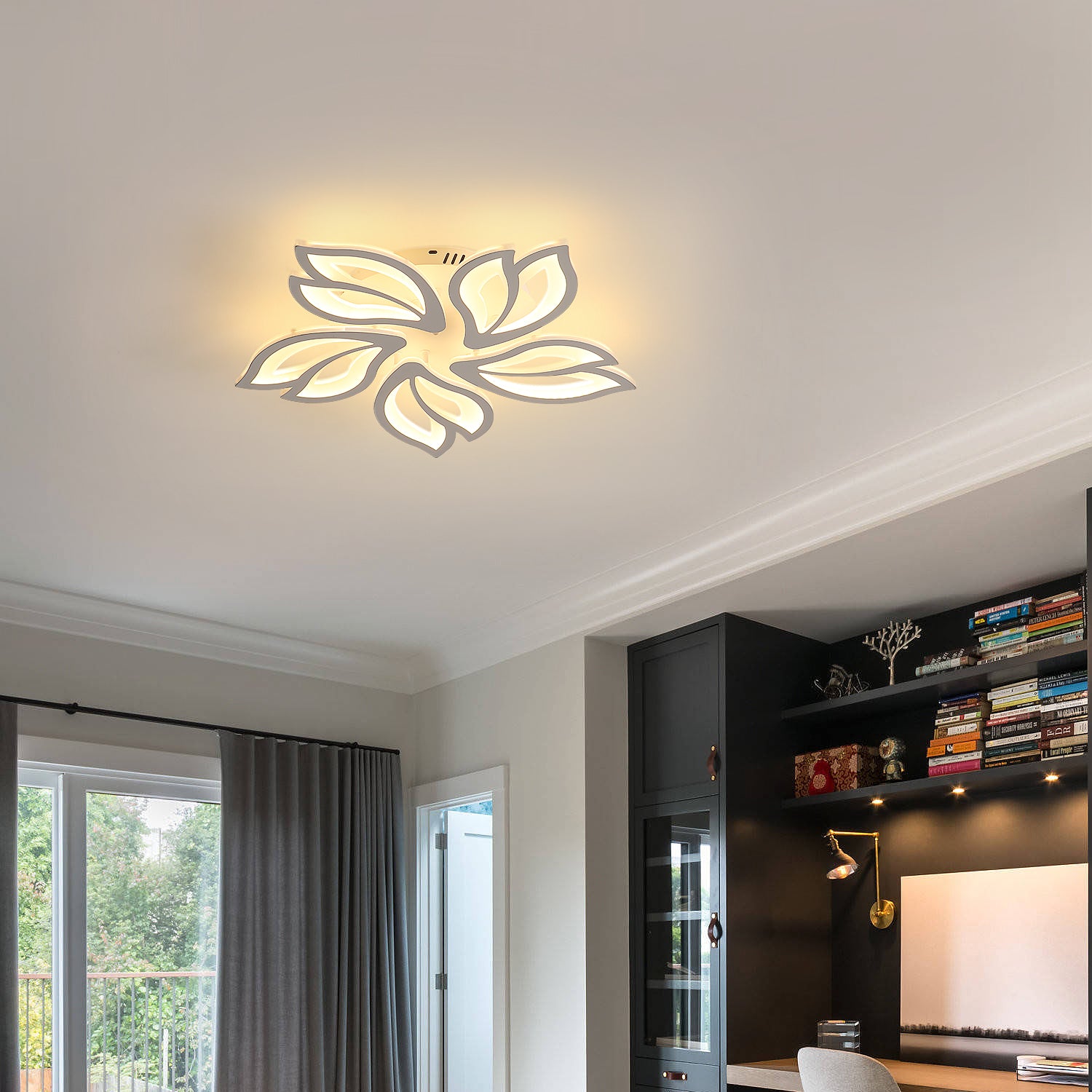 Plafonnier LED 65W, Creative Fleur de Forme Lampe de Plafond Moderne