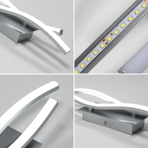 Aluminiowy kinkiet o specjalnym kształcie, światło białe 6500 K, 220 V, srebrny