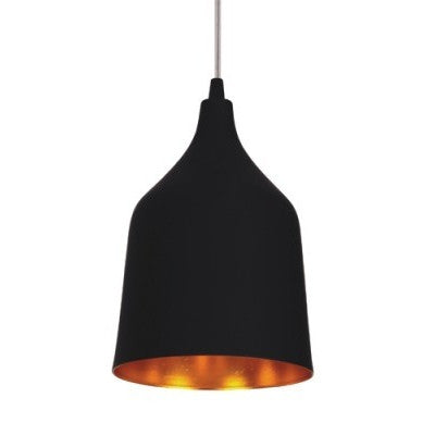 Sencilla lámpara colgante de metal negro con casquillo de aluminio E27 - para entrada, salón, cocina, dormitorio.