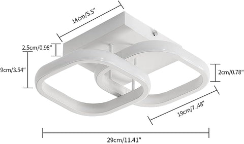 Lampa sufitowa LED 24W Nowoczesny design Kwadratowe kółko Lampa sufitowa do kuchni Jadalnia Sypialnia Przedpokój Wejście Balkon 2 szt. Zimna biel 6000K