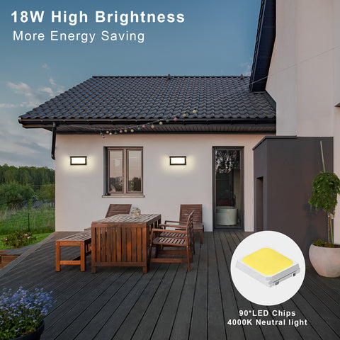Zewnętrzny kinkiet LED IP65, wodoodporny i odporny na warunki atmosferyczne, światło neutralne 18 W 4000 K, łatwa instalacja, nowoczesny design