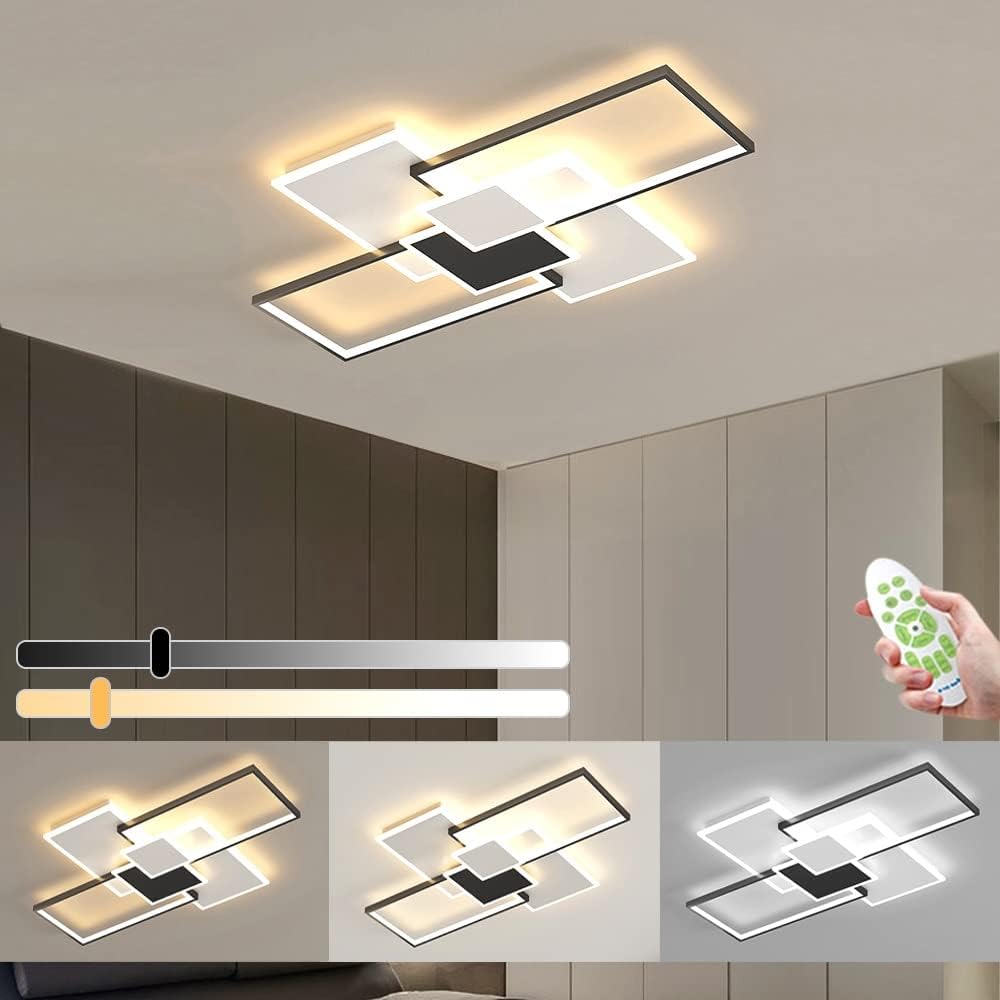 Luz de techo LED regulable con control remoto: diseño creativo en forma de círculo de metal, adecuado para dormitorio, cocina, restaurante, comedor