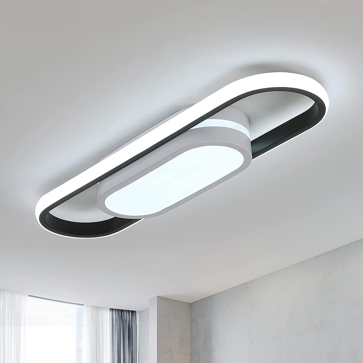 Plafón LED, plafón ovalado de aluminio, plafón simple de 24W, luz blanca 6500K