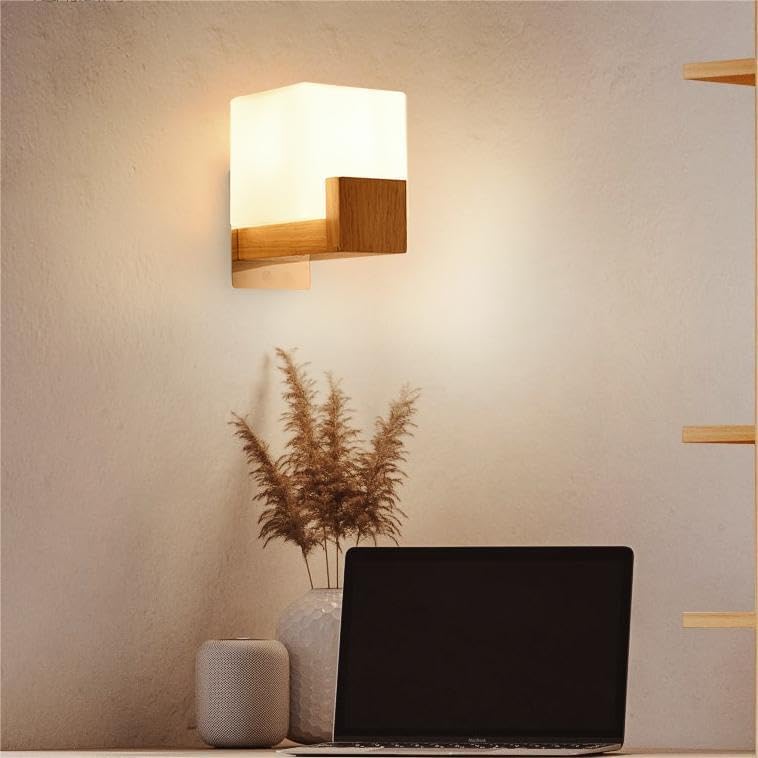 Applique Murale LED, Lampe Murale LED Dimmable en Bois 20W