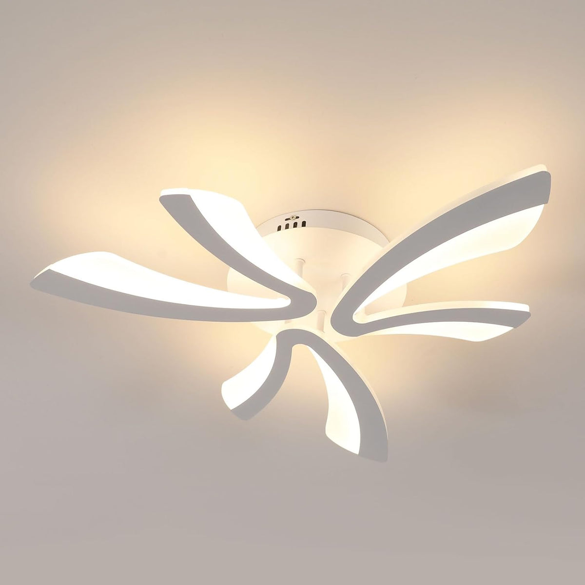 Plafonnier LED Moderne, 36W 4000LM Creative V Design Luminaire Plafonnier, Blanc Lampe de Plafond en Acrylique pour Chambre à Coucher, Salon, Restaurant, Cuisine, 3000K Blanc Chaud