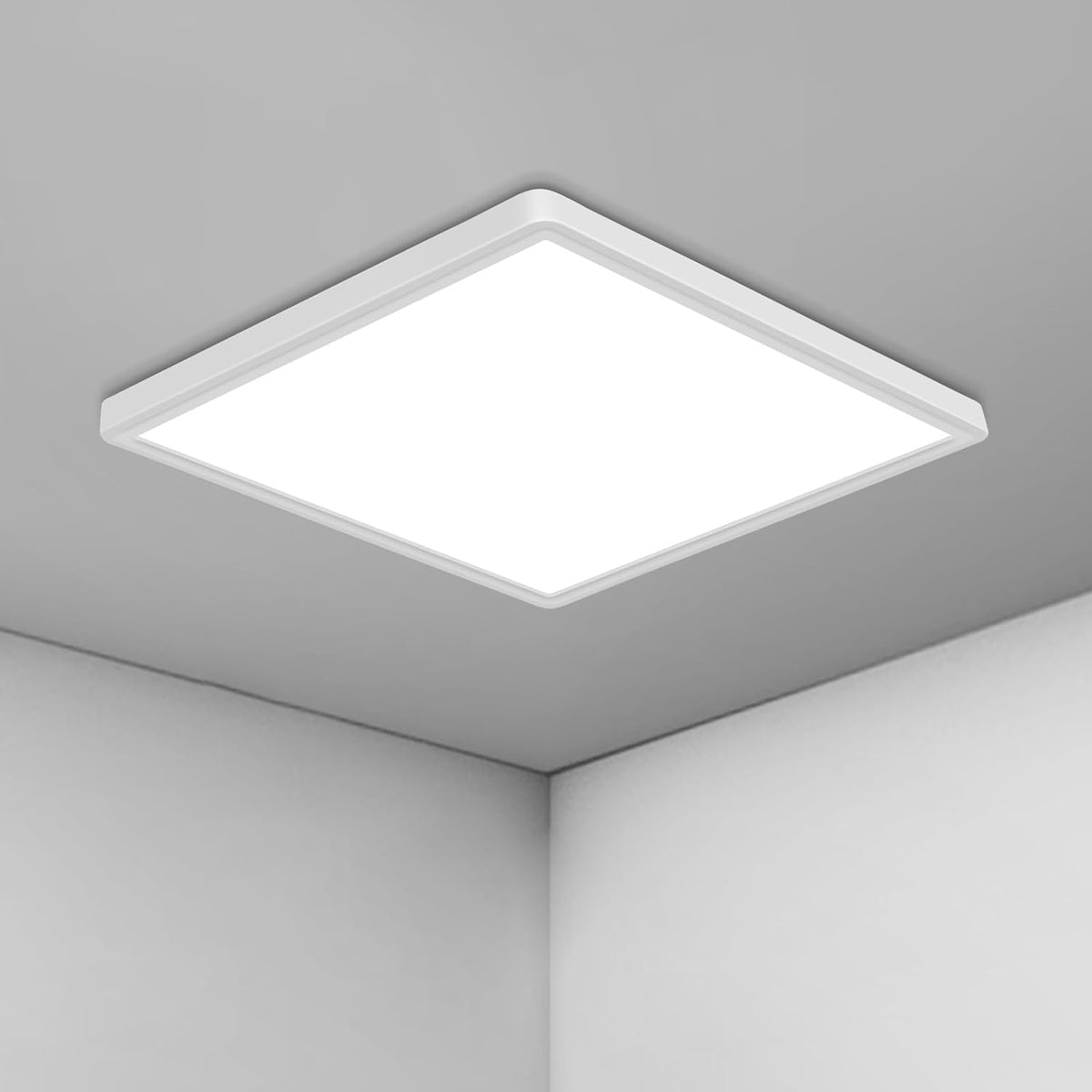 Plafonnier LED Ultra-fin Moderne - Carré 30cm, Blanc, 36W, Lumière Blanche - Parfait pour le Salon et la Chambre