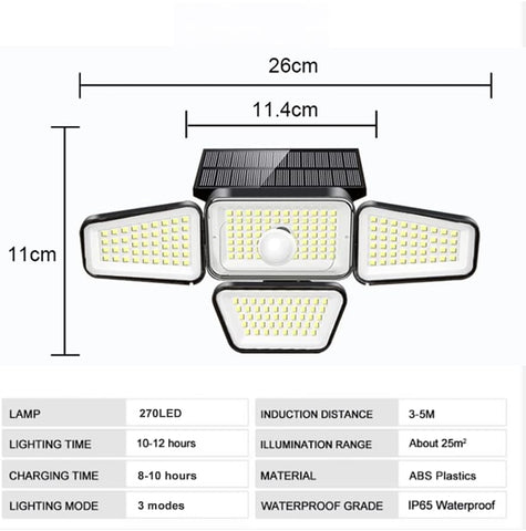 Lampa słoneczna Zewnętrzny czujnik ruchu Kinkiet LED Zimna biel 6000 K na dziedziniec Ogród Korytarz Taras Blisko Ścieżka Ścienna Patio Willa