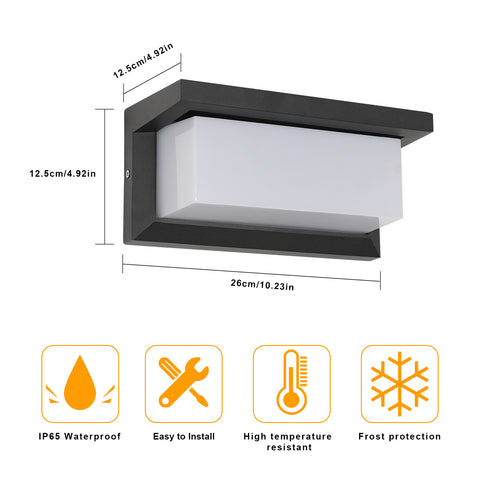 Zewnętrzny kinkiet LED IP65, wodoodporny i odporny na warunki atmosferyczne, światło neutralne 18 W 4000 K, łatwa instalacja, nowoczesny design