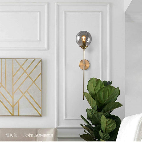 Nordycki współczesny szklany kinkiet E14 złoty LED ściana tła światło do kuchni łazienka oświetlenie wewnętrzne oprawa Home Decor (dymiony szary)