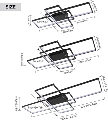 Nowoczesna ściemnialna lampa sufitowa Led z możliwością przyciemniania 3000K-6000K prostokątna lampa sufitowa do salonu sypialnia jadalnia biuro czarny