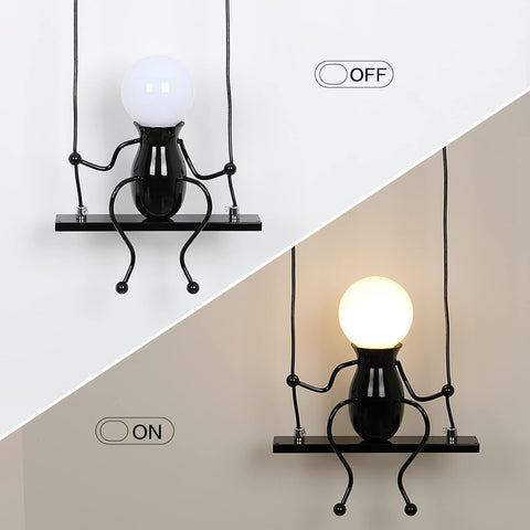 Kinkiet LED do wnętrz, lampka nocna dla dzieci z huśtawką, kreatywna lampa ścienna do wnętrz Nadaje się do sypialni, korytarza w salonie, E27, żarówka nie jest dołączona, 220 V, IP20