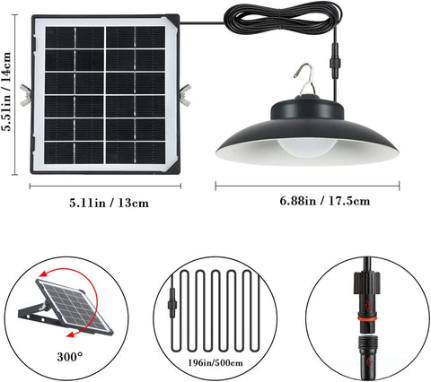Zewnętrzna lampa słoneczna, kąt świecenia 120°, zewnętrzna lampa słoneczna IP65 z pilotem, kabel 5 m, 3 tryby temperatury barwowej do ogrodu, garażu, podwórka, schodów, patio
