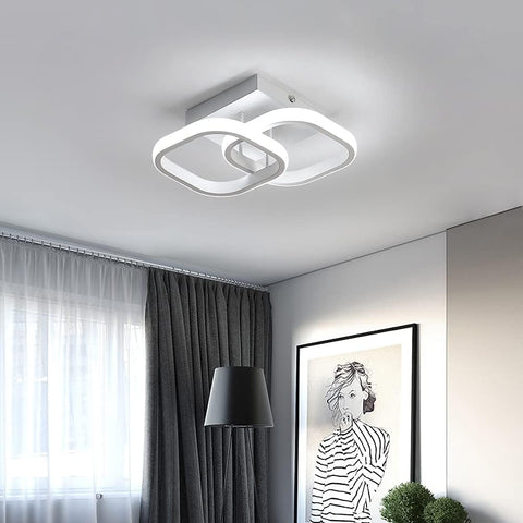 Lampa sufitowa LED 24W Nowoczesny design Kwadratowe kółko Lampa sufitowa do kuchni Jadalnia Sypialnia Przedpokój Wejście Balkon 2 szt. Zimna biel 6000K
