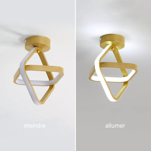 Lampa sufitowa LED 22 W, nowoczesna metalowa lampa sufitowa, złota kwadratowa oprawa sufitowa do dekoracyjnego salonu, jadalni sypialni, chłodne białe światło 6000 K