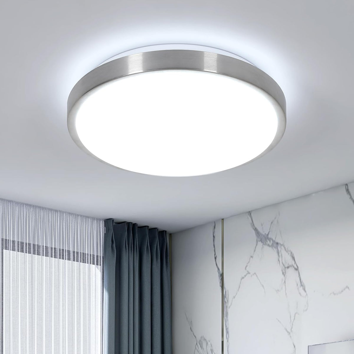 Nowoczesna lampa sufitowa LED 24W 2700LM, okrągła biała lampa sufitowa 6500K chłodne białe światło, aluminiowa oprawa sufitowa o średnicy 25cm do łazienki, sypialni, kuchni, salonu