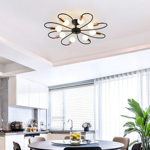 Moderne Plafonnier, Créatif Lampe Plafond, Métal Noir or E27 