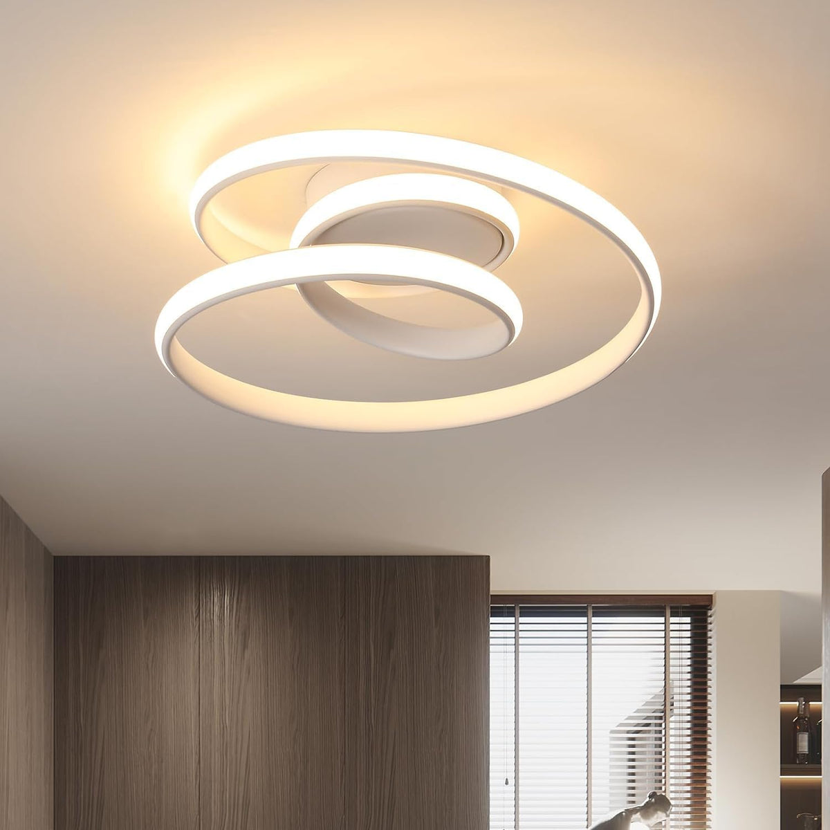 Plafonnier LED, 36W 4000LM Moderne Lampe de Plafond Blanc 3000K, Créative Lustre Led Plafonnier Rond en Forme de Spirale pour Salon Chambre Cuisine Couloir