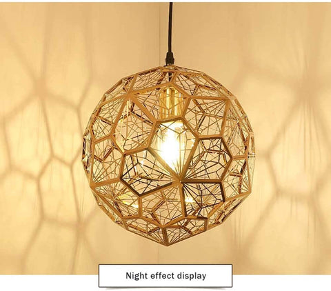 Złota lampa sufitowa ze stali nierdzewnej, nowoczesna i minimalistyczna o wielościennej strukturze do jadalni, salonu, sypialni lub baru - 37 cm.