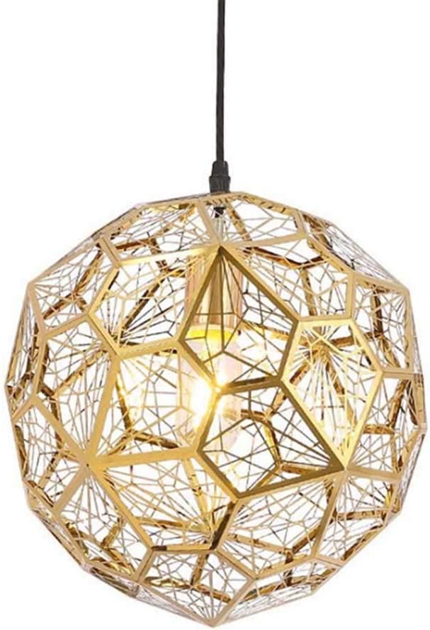 Gouden plafondlamp in roestvrij staal, modern en minimalistisch met polyhedrale structuur voor eetkamer, woonkamer, slaapkamer of bar - 37 cm.