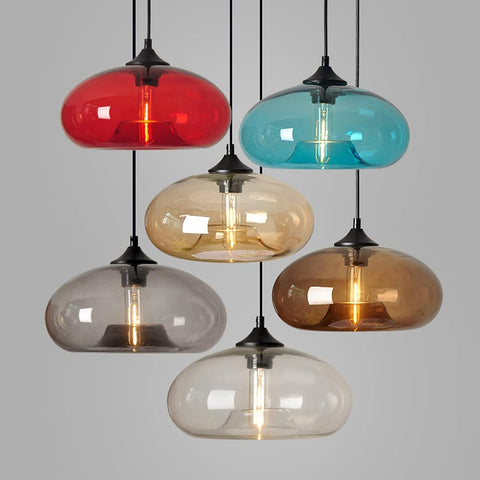 Nowoczesna szklana wisząca kolorowa lampa wisząca do salonu Bar kuchnia restauracja kawiarnia jadalnia Nordic oprawy oświetleniowe do domu (kolor ciemnobrązowy)