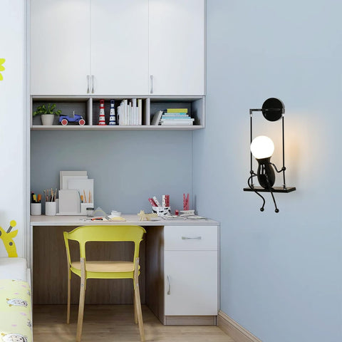 Kinkiet LED do wnętrz, lampka nocna dla dzieci z huśtawką, kreatywna lampa ścienna do wnętrz Nadaje się do sypialni, korytarza w salonie, E27, żarówka nie jest dołączona, 220 V, IP20