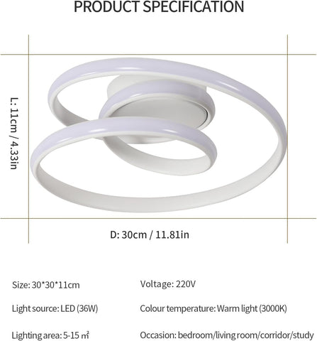 Tableau des dimensions des plafonniers