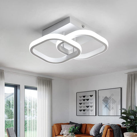Lampa sufitowa LED 24W Nowoczesny design Kwadratowe kółko Lampa sufitowa do kuchni Jadalnia Sypialnia Przedpokój Wejście Balkon 2 szt. Zimna biel 6000K