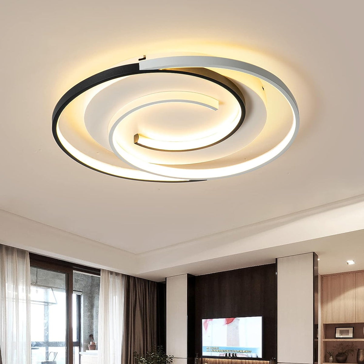 Plafonnier Led Dimmable avec télécommande Moderne Lampe de Plafond Dimmable 3000K-6000K Pour salon chambre à coucher salle à manger bureau 36W Rond