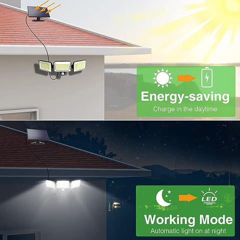 Lampa słoneczna Zewnętrzna lampa słoneczna 224 LED z czujnikiem ruchu Kinkiet LED Zimna biel 6000 K do dziedzińca w ogrodzie Korytarz Taras Blisko ścieżki Ścieżka Patio Willa