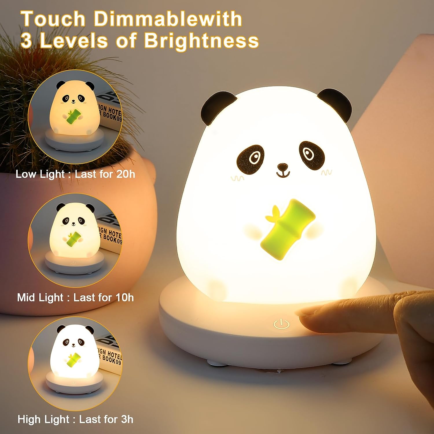 Veilleuse Enfant, USB Rechargeable Veilleuse Bébé Lampe LED en Forme de Panda