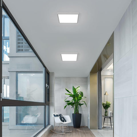 Ultra cienka nowoczesna lampa sufitowa LED - kwadratowa 30 cm, biała, 36 W, białe światło - idealna do salonu i sypialni