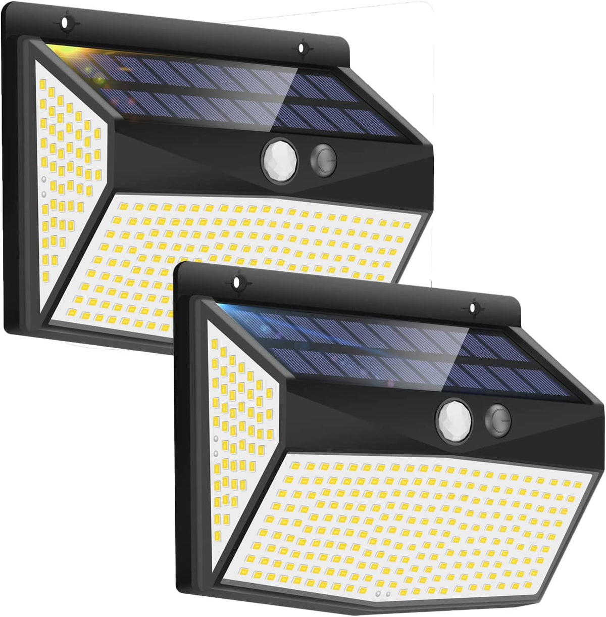 Lampe Solaire Extérieur 318 LEDS, 2 Pack Lumiere Solaire Exterieur IP65, Eclairage Exterieur Solaire Detecteur de Mouvement pour Terrasse Jardin