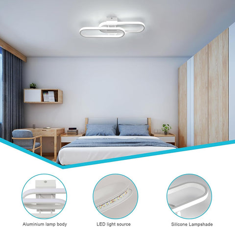 Lampa sufitowa LED 32W 3600LM, nowoczesna oprawa sufitowa, akrylowa lampa sufitowa do salonu sypialnia kuchnia łazienka korytarz balkon 50cm (biały) chłodne białe światło 6500K