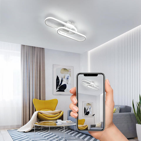 Lampa sufitowa LED 32W 3600LM, nowoczesna oprawa sufitowa, akrylowa lampa sufitowa do salonu sypialnia kuchnia łazienka korytarz balkon 50cm (biały) chłodne białe światło 6500K