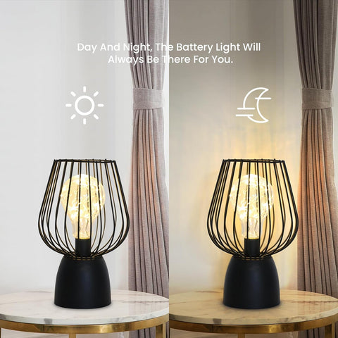 Lampka nocna Cage, pusta lampa stołowa, ciepłe światło LED 3000K - przenośna bezprzewodowa lampa stołowa (bez baterii)