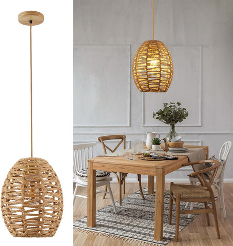Ręcznie tkany żyrandol w stylu vintage rattanowa lampa wisząca, klosz w stylu retro Boho, lampa sufitowa E27 do salonu, sypialni - linia 120 cm