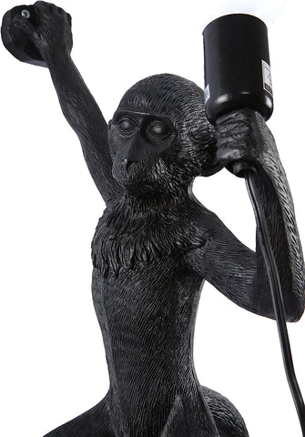 Nowoczesna żywica kreatywna lampa ścienna Monkey, lampa stołowa, żyrandol, lampa podłogowa, odpowiednia do dekoracji wnętrz na poddaszu, sypialni, gabinetów, barów, sklepów itp. (czarna prosta lampa ścienna) bez żarówek